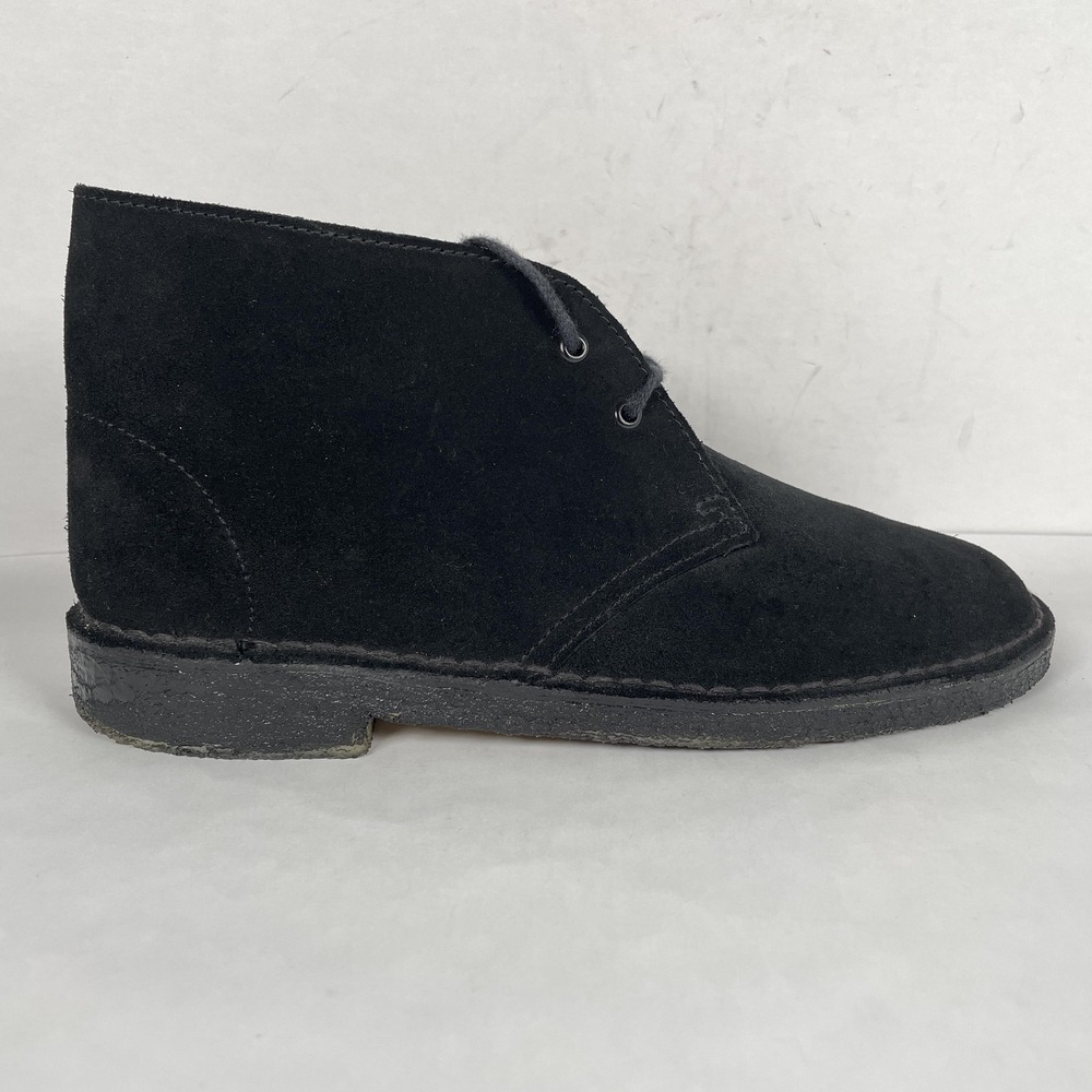 Clarks Desert Boots Womens Size 9.5 Black Suede Original Chukka Shoes Crepe Sole